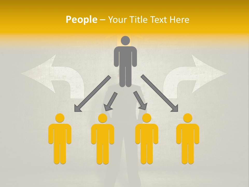 A Man Standing In Front Of A Wall With Arrows PowerPoint Template