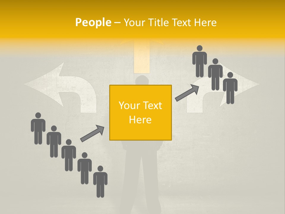 A Man Standing In Front Of A Wall With Arrows PowerPoint Template