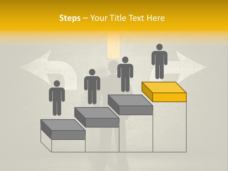 A Man Standing In Front Of A Wall With Arrows PowerPoint Template