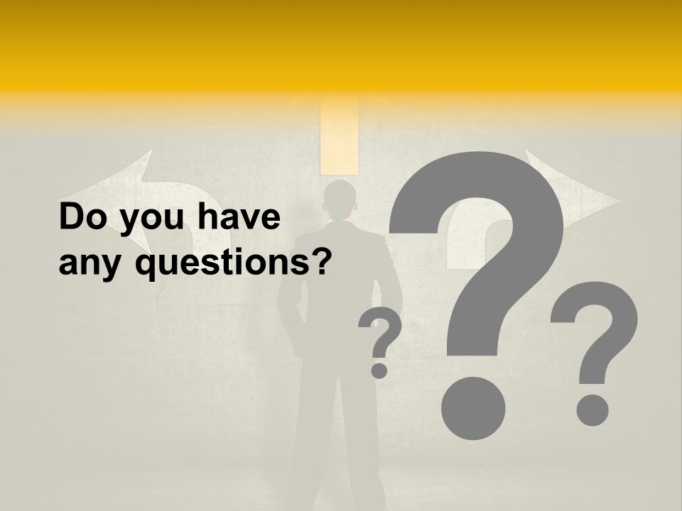 A Man Standing In Front Of A Wall With Arrows PowerPoint Template