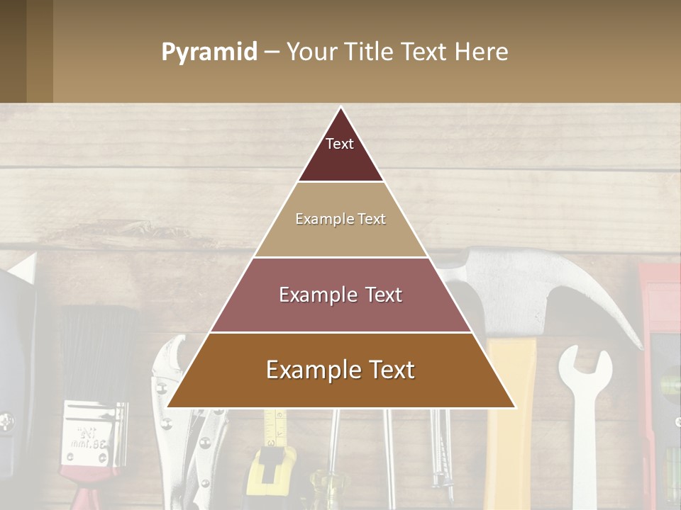 A Variety Of Tools On A Wooden Table PowerPoint Template