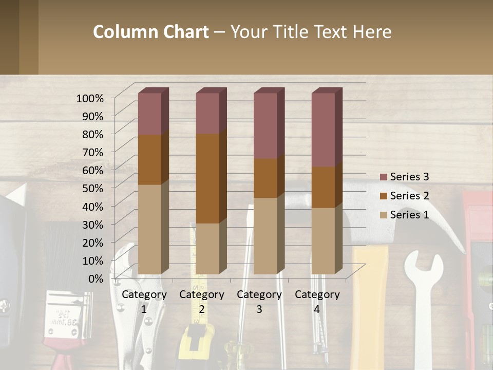 A Variety Of Tools On A Wooden Table PowerPoint Template