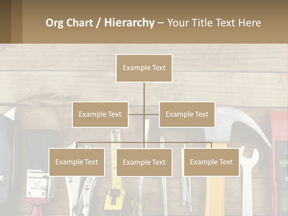 A Variety Of Tools On A Wooden Table PowerPoint Template