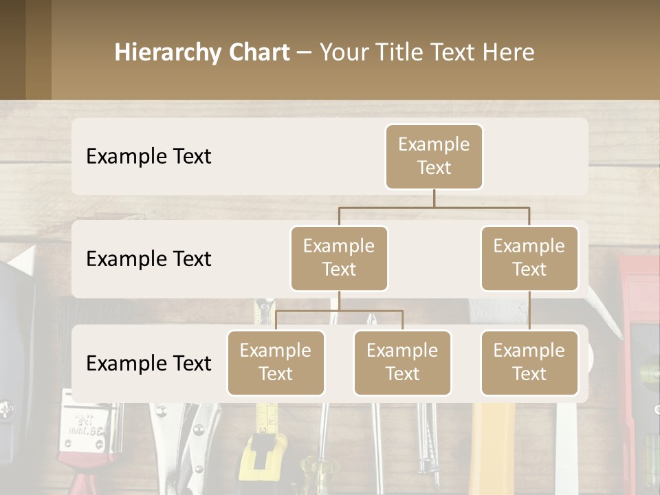 A Variety Of Tools On A Wooden Table PowerPoint Template