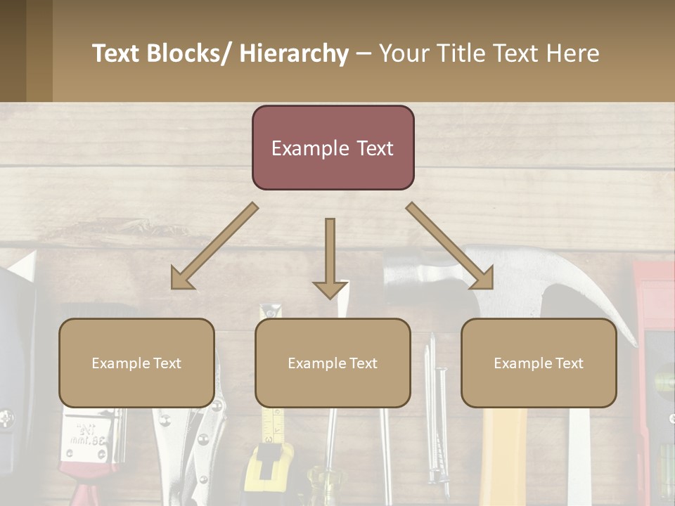 A Variety Of Tools On A Wooden Table PowerPoint Template