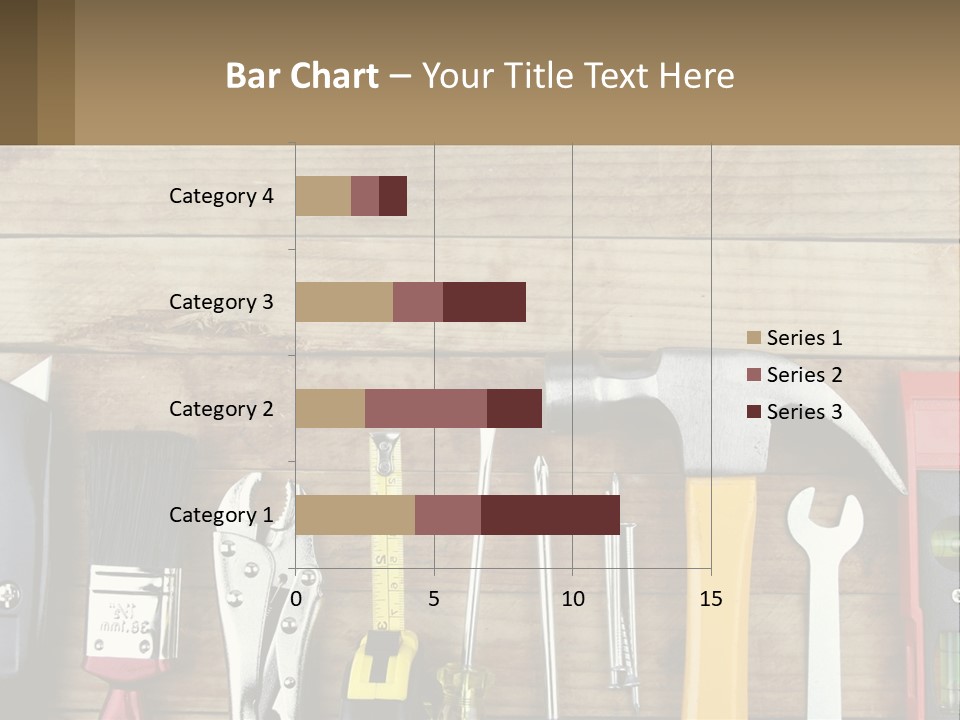 A Variety Of Tools On A Wooden Table PowerPoint Template