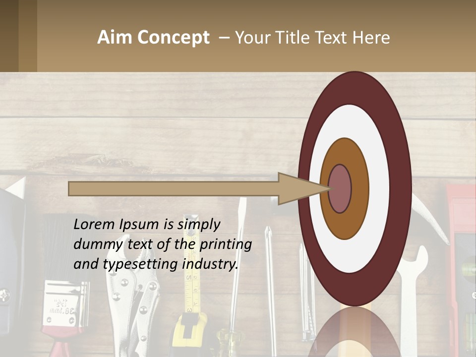 A Variety Of Tools On A Wooden Table PowerPoint Template