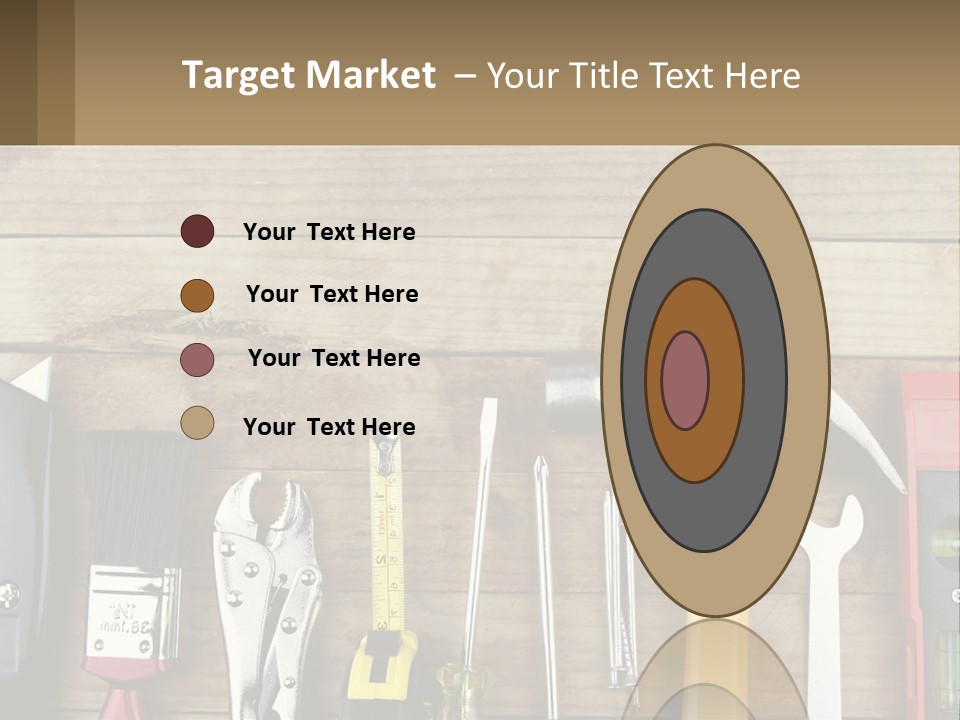 A Variety Of Tools On A Wooden Table PowerPoint Template