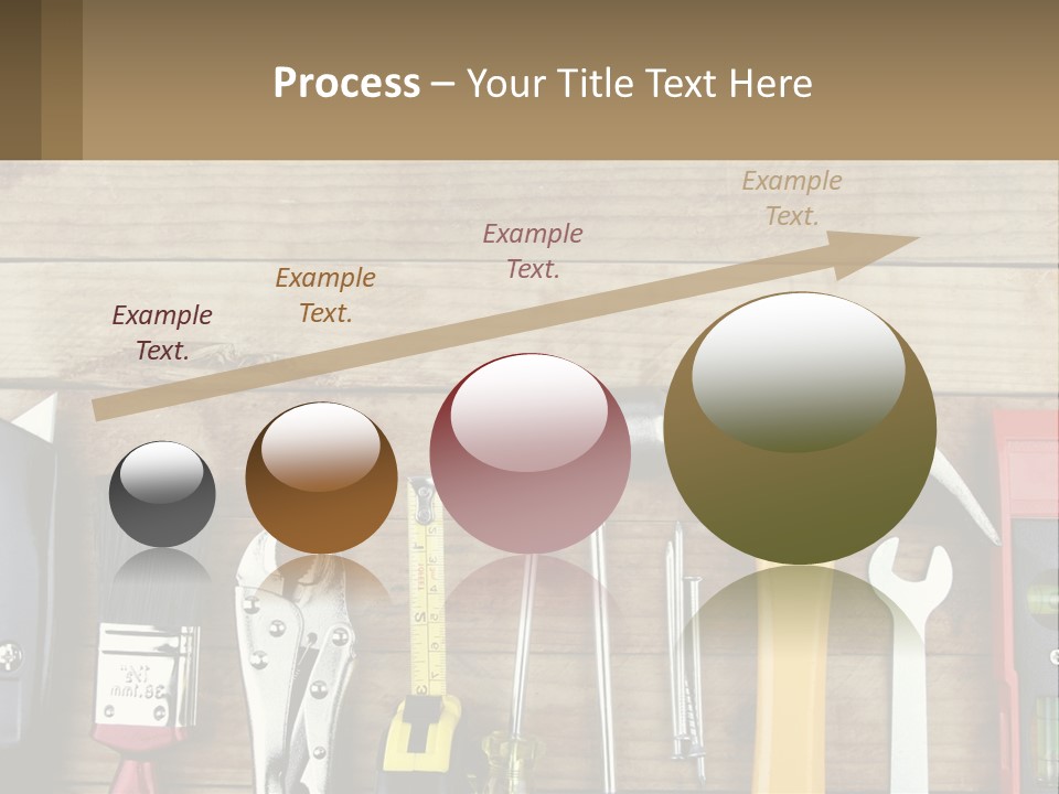 A Variety Of Tools On A Wooden Table PowerPoint Template