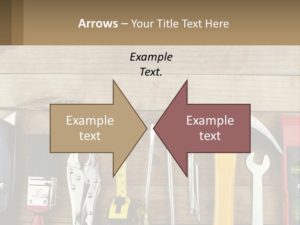 A Variety Of Tools On A Wooden Table PowerPoint Template