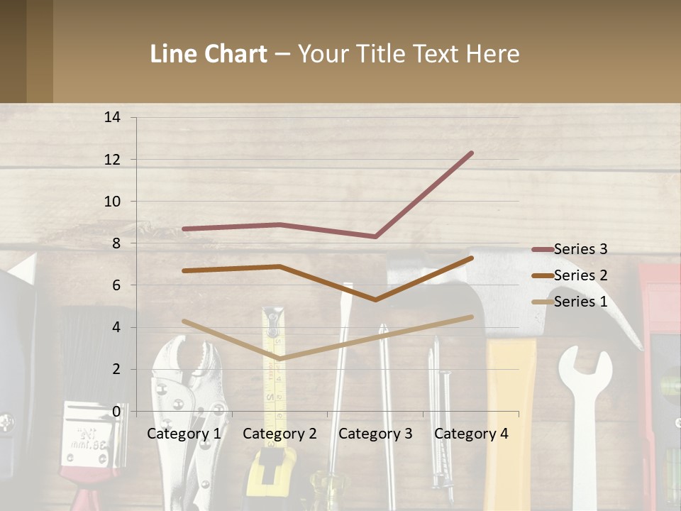 A Variety Of Tools On A Wooden Table PowerPoint Template