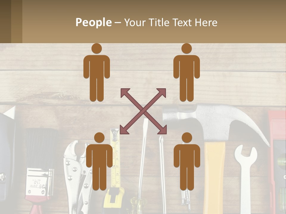 A Variety Of Tools On A Wooden Table PowerPoint Template