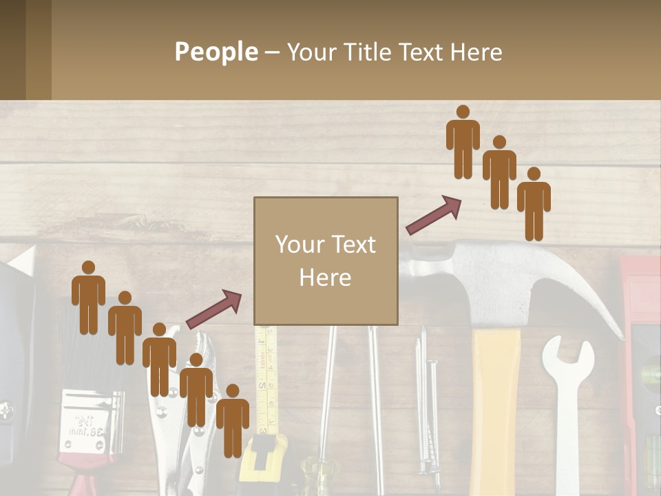 A Variety Of Tools On A Wooden Table PowerPoint Template