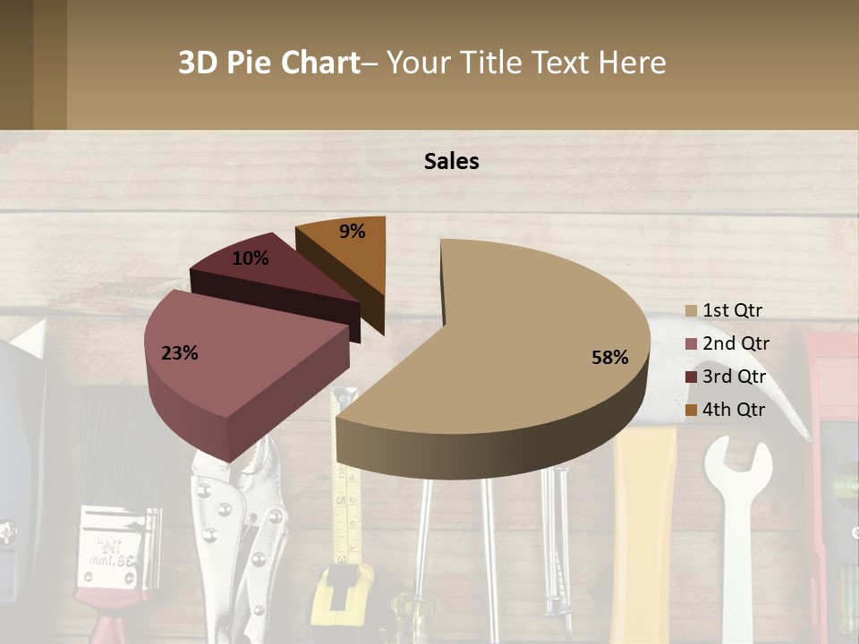 A Variety Of Tools On A Wooden Table PowerPoint Template