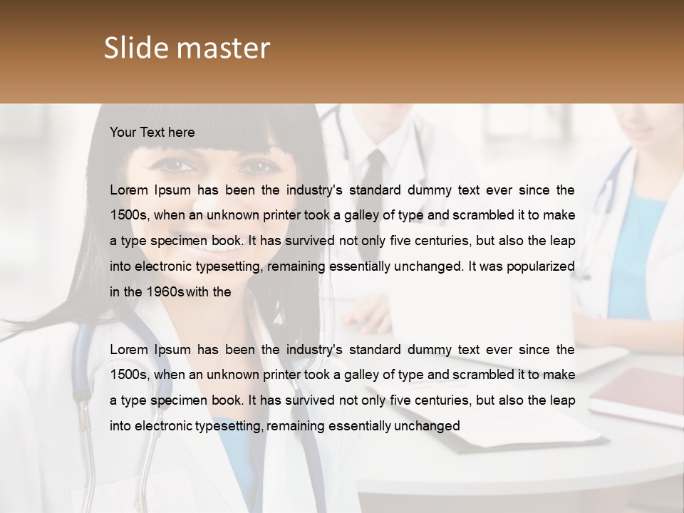 A Woman With A Stethoscope Sitting At A Table PowerPoint Template