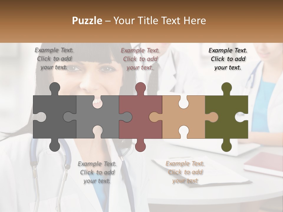 A Woman With A Stethoscope Sitting At A Table PowerPoint Template