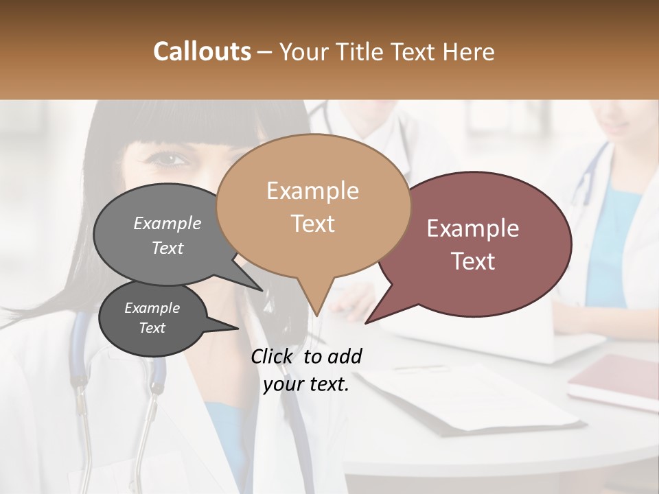 A Woman With A Stethoscope Sitting At A Table PowerPoint Template