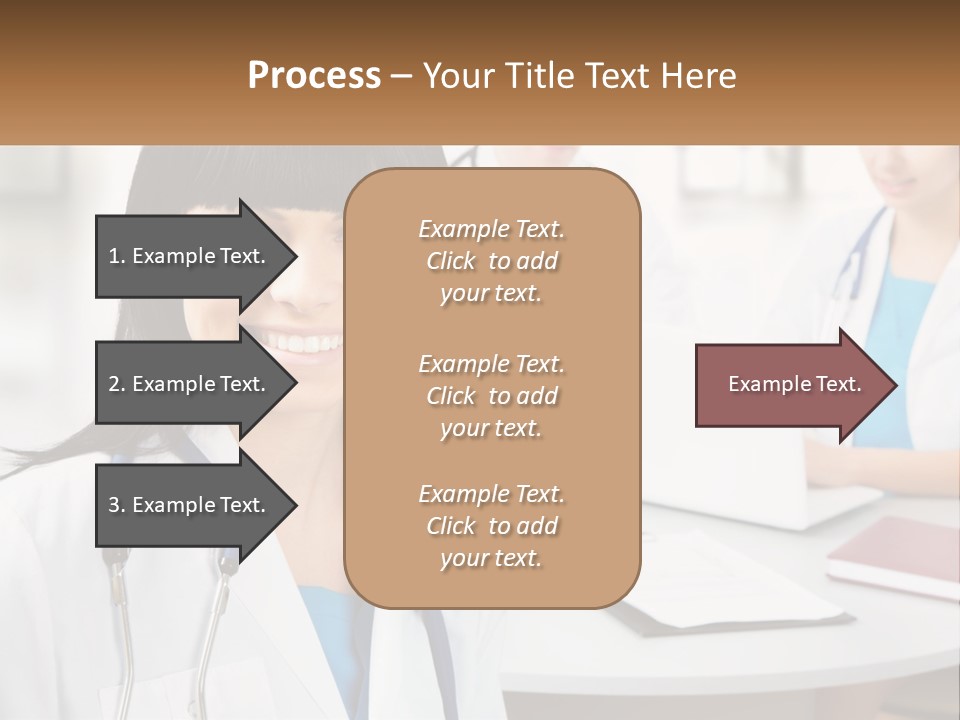 A Woman With A Stethoscope Sitting At A Table PowerPoint Template
