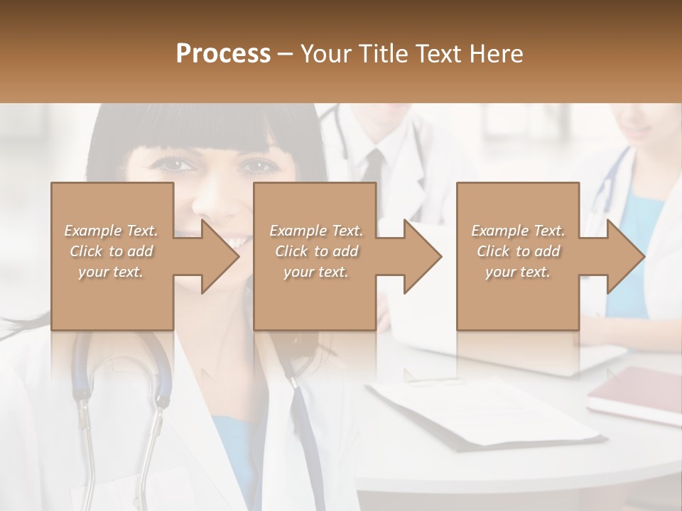 A Woman With A Stethoscope Sitting At A Table PowerPoint Template