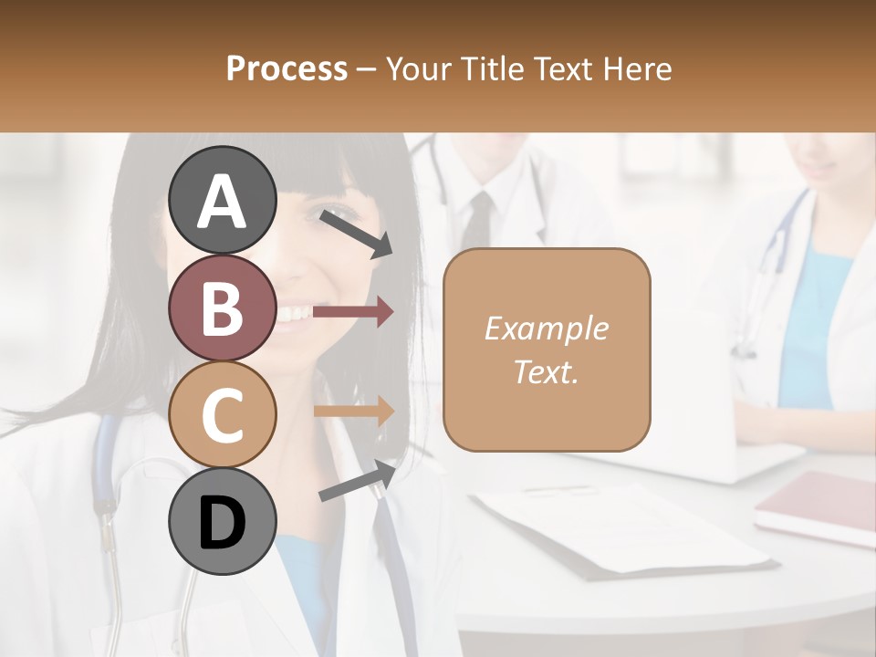 A Woman With A Stethoscope Sitting At A Table PowerPoint Template