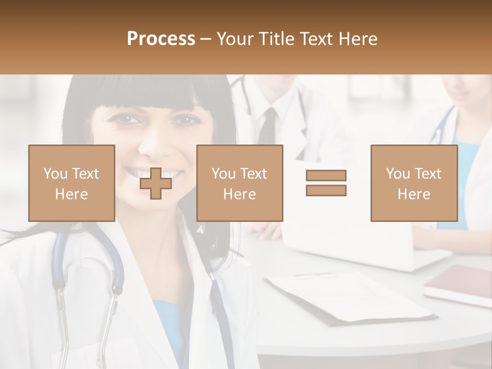 A Woman With A Stethoscope Sitting At A Table PowerPoint Template