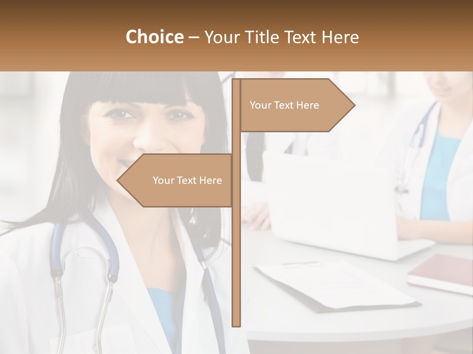 A Woman With A Stethoscope Sitting At A Table PowerPoint Template