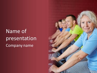 A Group Of People Sitting On A Bench In A Row PowerPoint Template