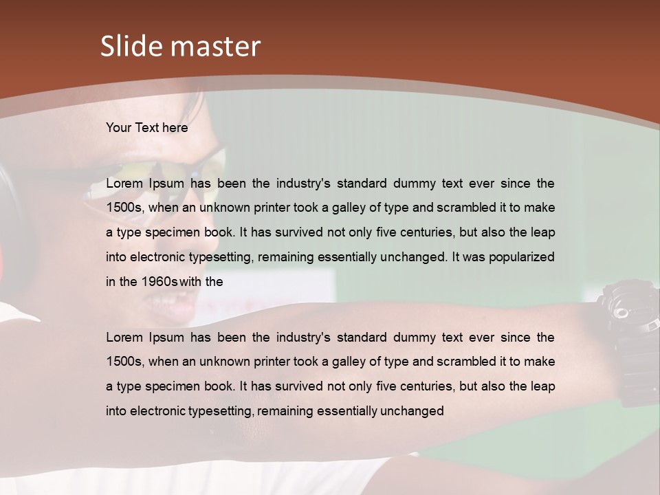 A Man Holding A Gun With Headphones On PowerPoint Template