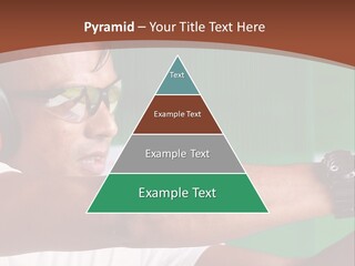 A Man Holding A Gun With Headphones On PowerPoint Template