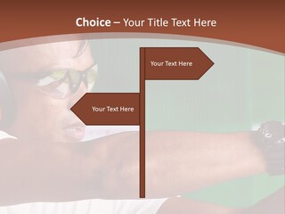 A Man Holding A Gun With Headphones On PowerPoint Template