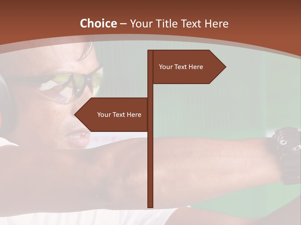 A Man Holding A Gun With Headphones On PowerPoint Template