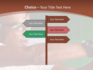 A Man Holding A Gun With Headphones On PowerPoint Template