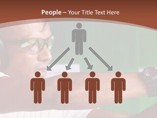 A Man Holding A Gun With Headphones On PowerPoint Template