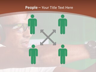 A Man Holding A Gun With Headphones On PowerPoint Template