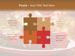 A Red Plate With A Red Bow On It PowerPoint Template