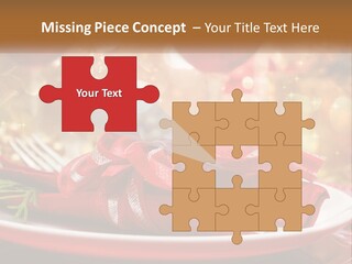 A Red Plate With A Red Bow On It PowerPoint Template