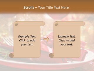 A Red Plate With A Red Bow On It PowerPoint Template