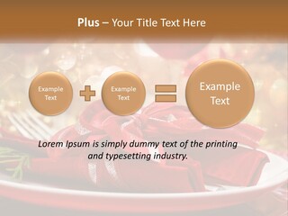 A Red Plate With A Red Bow On It PowerPoint Template