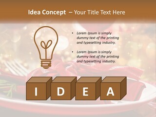 A Red Plate With A Red Bow On It PowerPoint Template