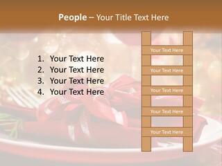 A Red Plate With A Red Bow On It PowerPoint Template