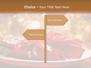 A Red Plate With A Red Bow On It PowerPoint Template