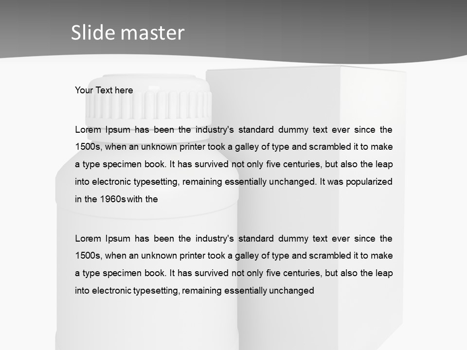 A White Bottle With A White Cap Next To A White Box PowerPoint Template