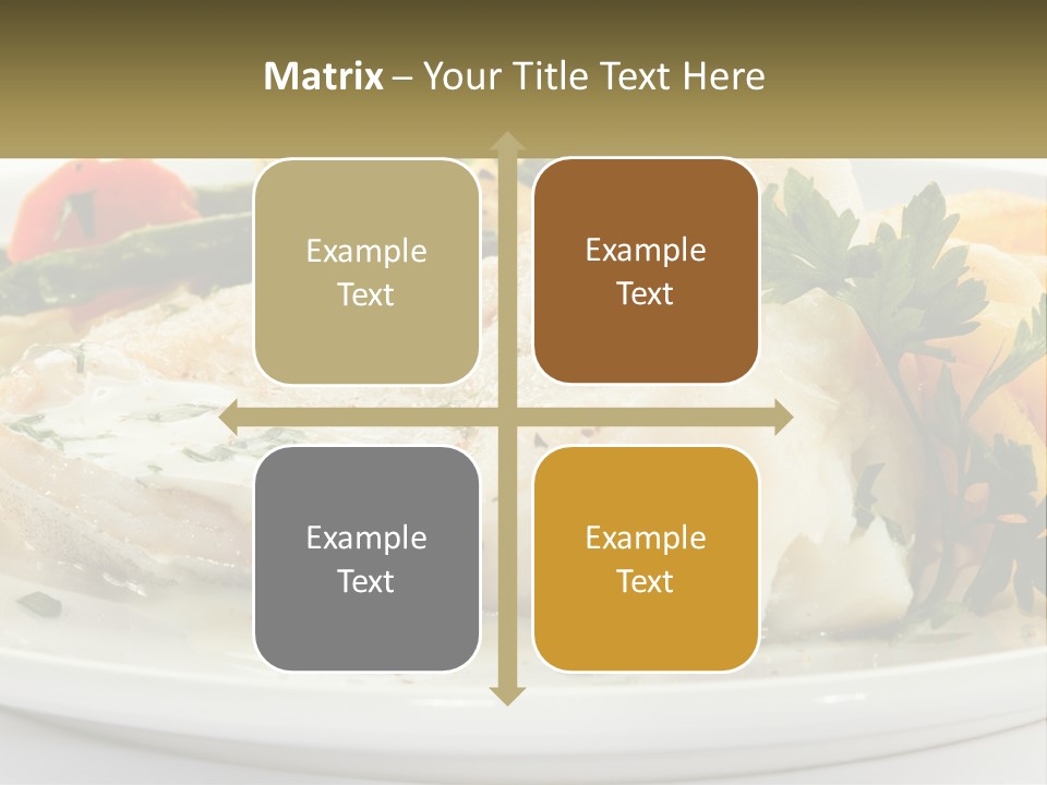 A White Plate Topped With Fish And Vegetables PowerPoint Template