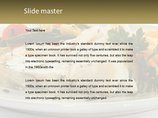 A White Plate Topped With Fish And Vegetables PowerPoint Template