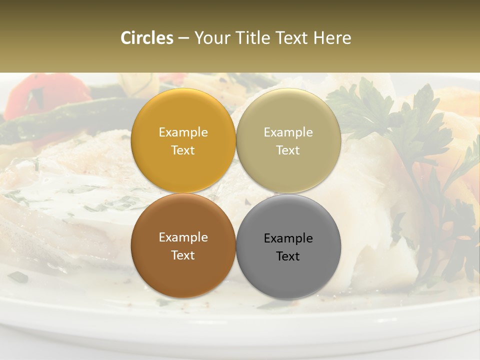 A White Plate Topped With Fish And Vegetables PowerPoint Template