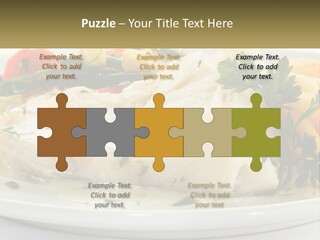 A White Plate Topped With Fish And Vegetables PowerPoint Template