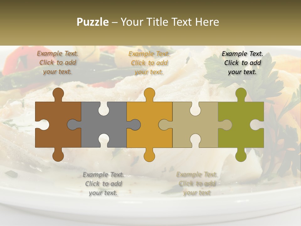 A White Plate Topped With Fish And Vegetables PowerPoint Template