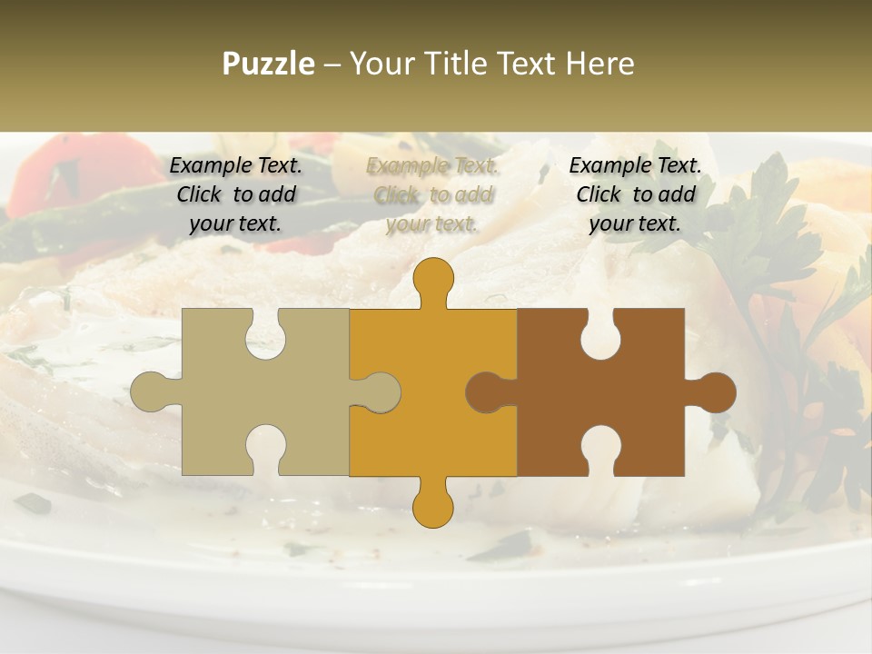 A White Plate Topped With Fish And Vegetables PowerPoint Template