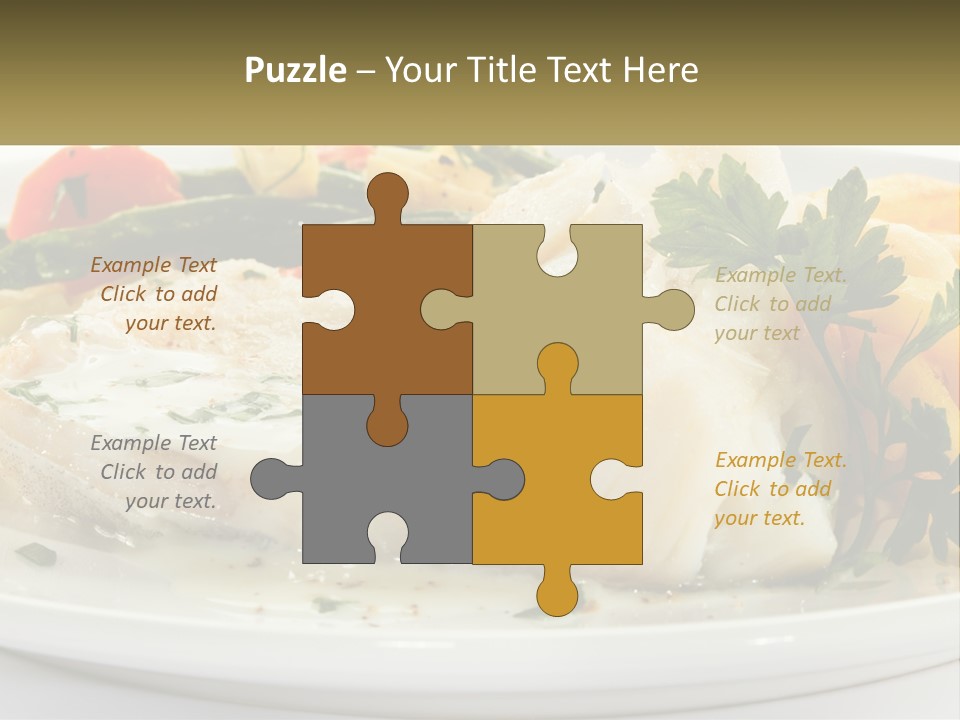 A White Plate Topped With Fish And Vegetables PowerPoint Template