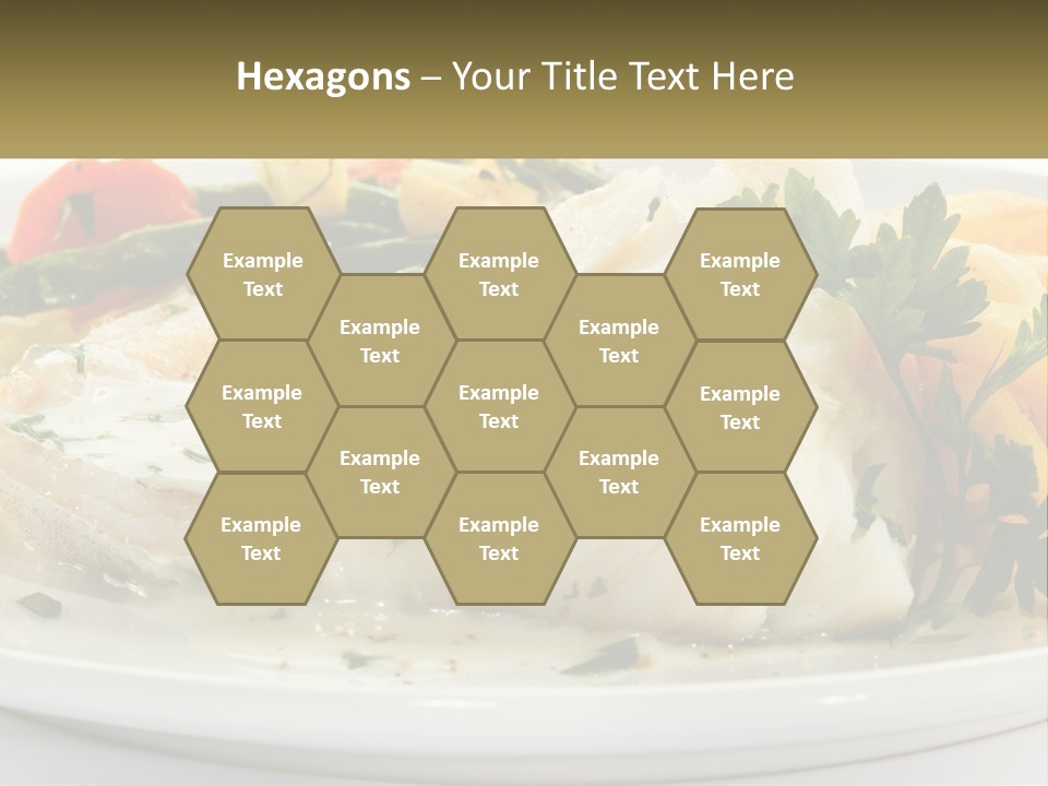 A White Plate Topped With Fish And Vegetables PowerPoint Template
